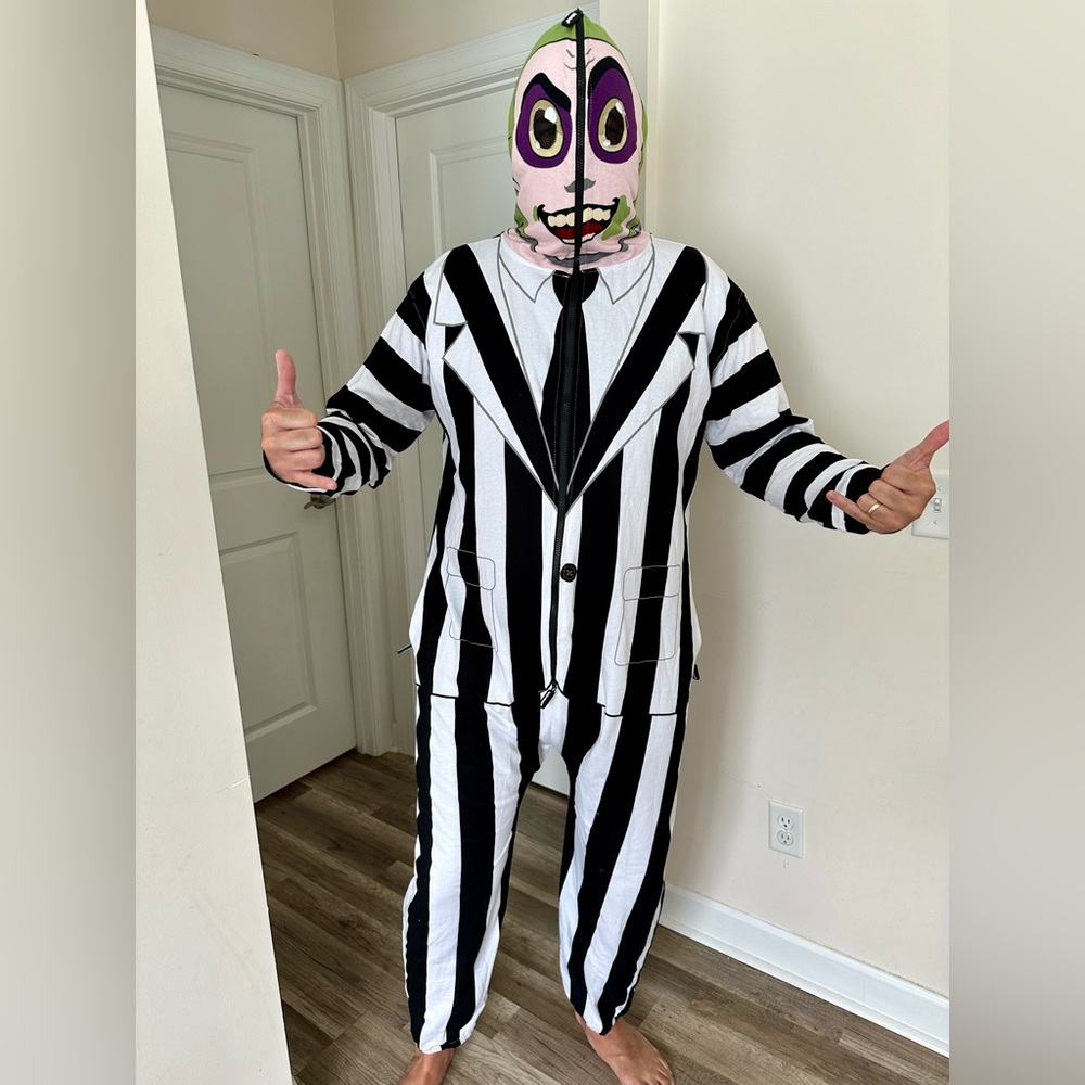 Beetlejuice men’s zip onesie